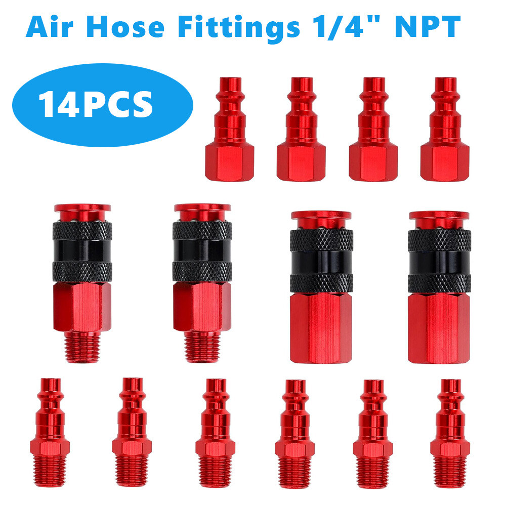 14pcs Heavy Duty Quick Coupler Set Air Hose Connector Fittings 1/4 NPT Tools Kit