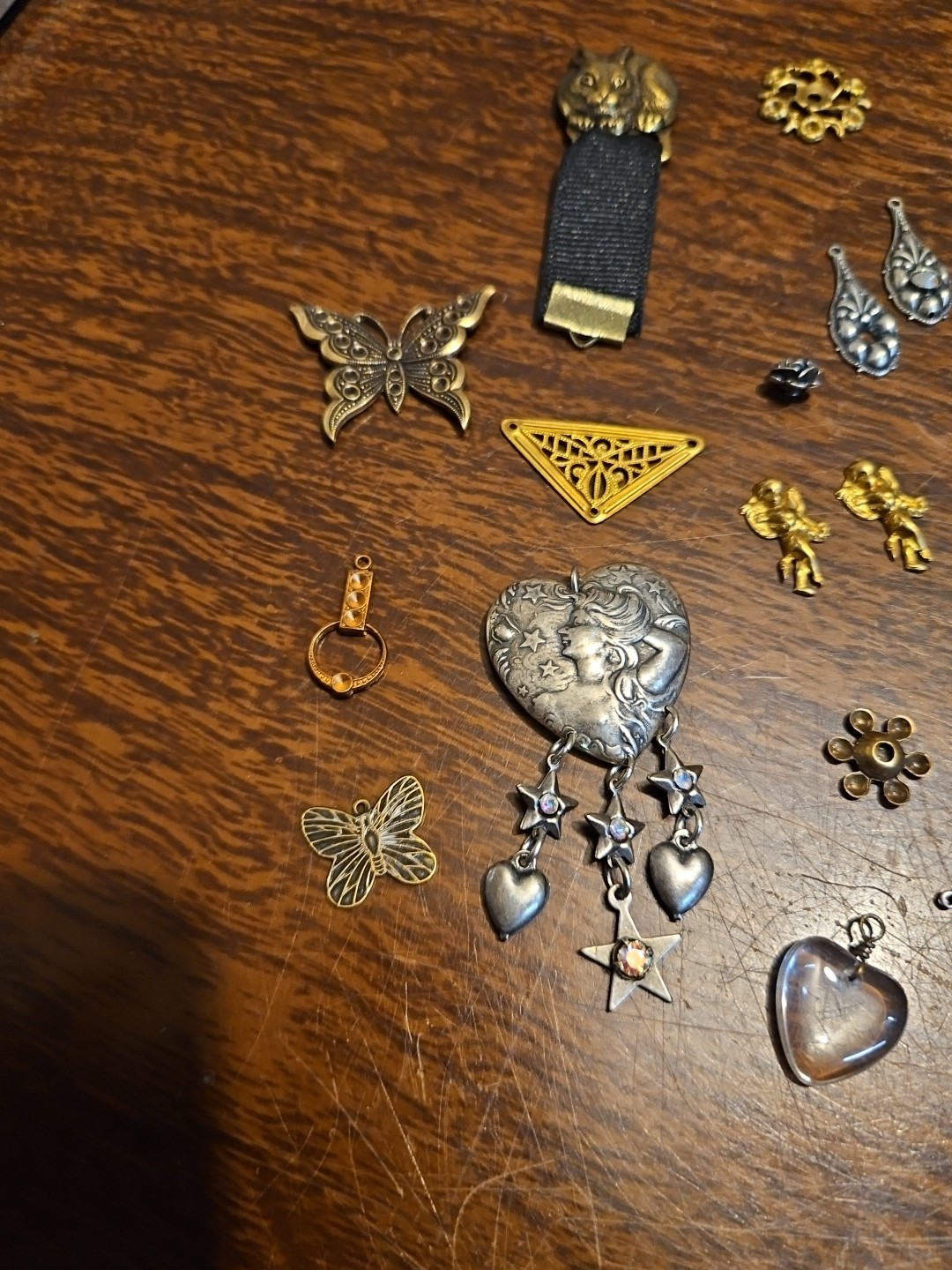 Lot Of 50 Mixed Parts Pcs France Vintage 60s Brass Stampings Findings Jewelry 16