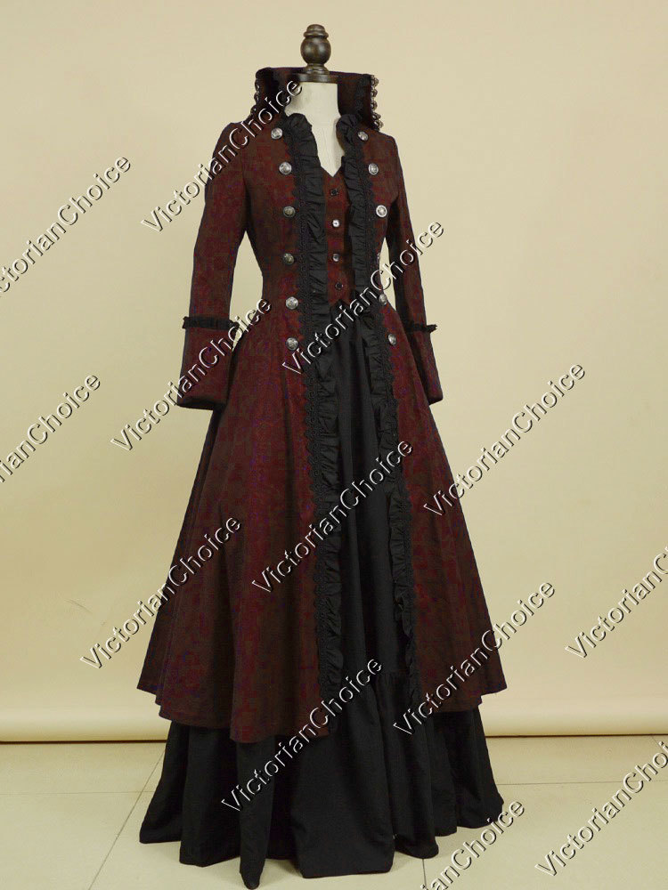 Victorian Steampunk Penny Dreadful Military Gothic Dress Halloween Costume 176