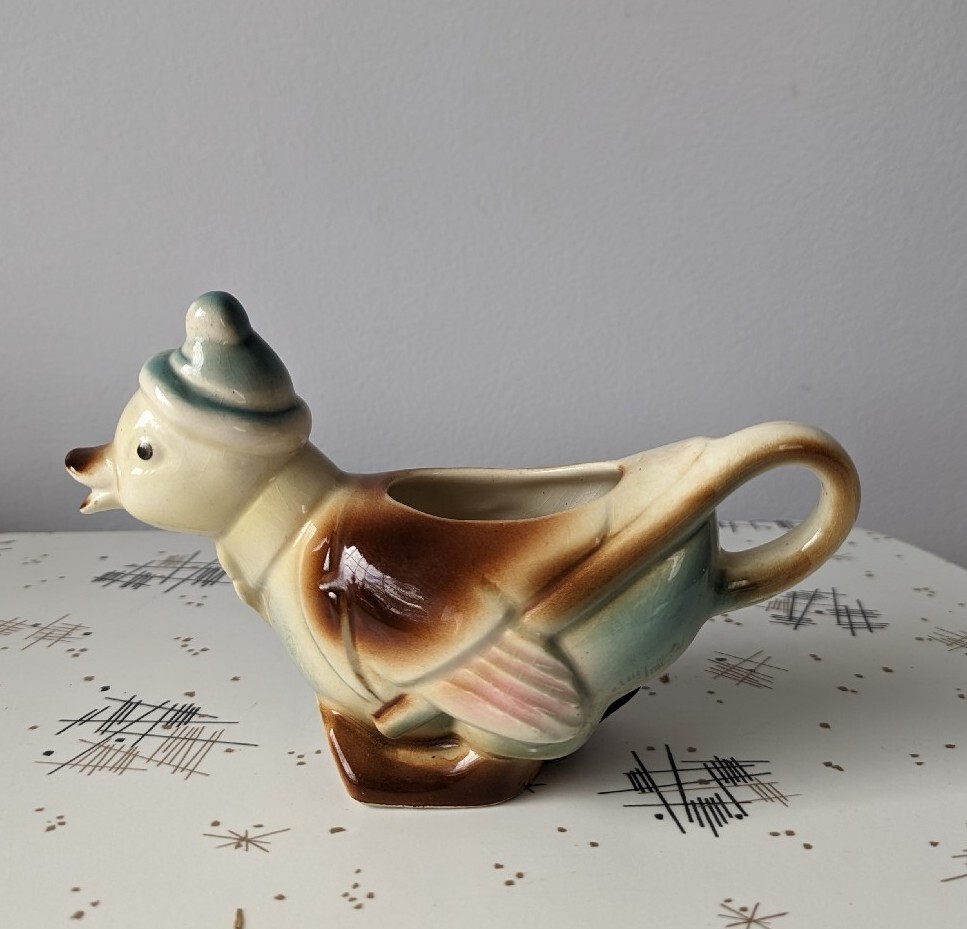 Spaulding China Duck Creamer Vintage Duck Wearing Blue Hat