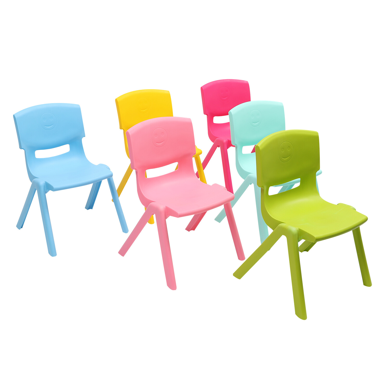 6x Stackable School Chairs PP Child Chair 100kg load Multicolor Indoor & Outdoor