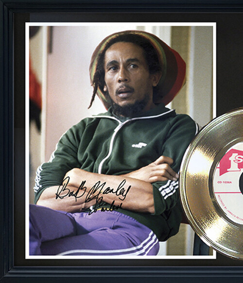 Bob Marley "One Love" Framed Reproduction Signed Record Display