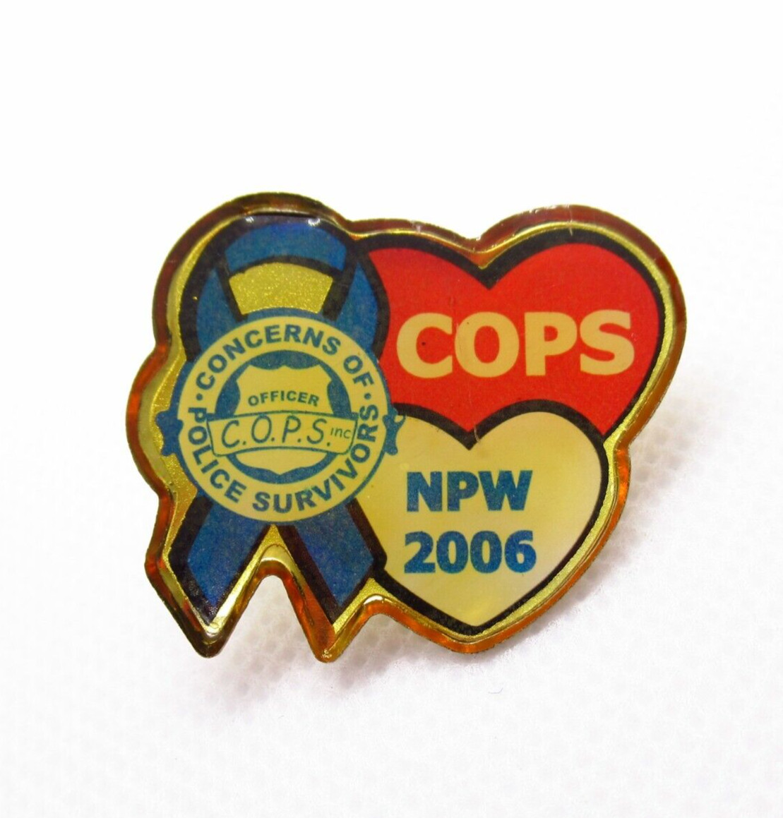 Concerns of Police Survivors COPS NPW 2006 Lapel Pin Vintage Blue Ribbon Hearts
