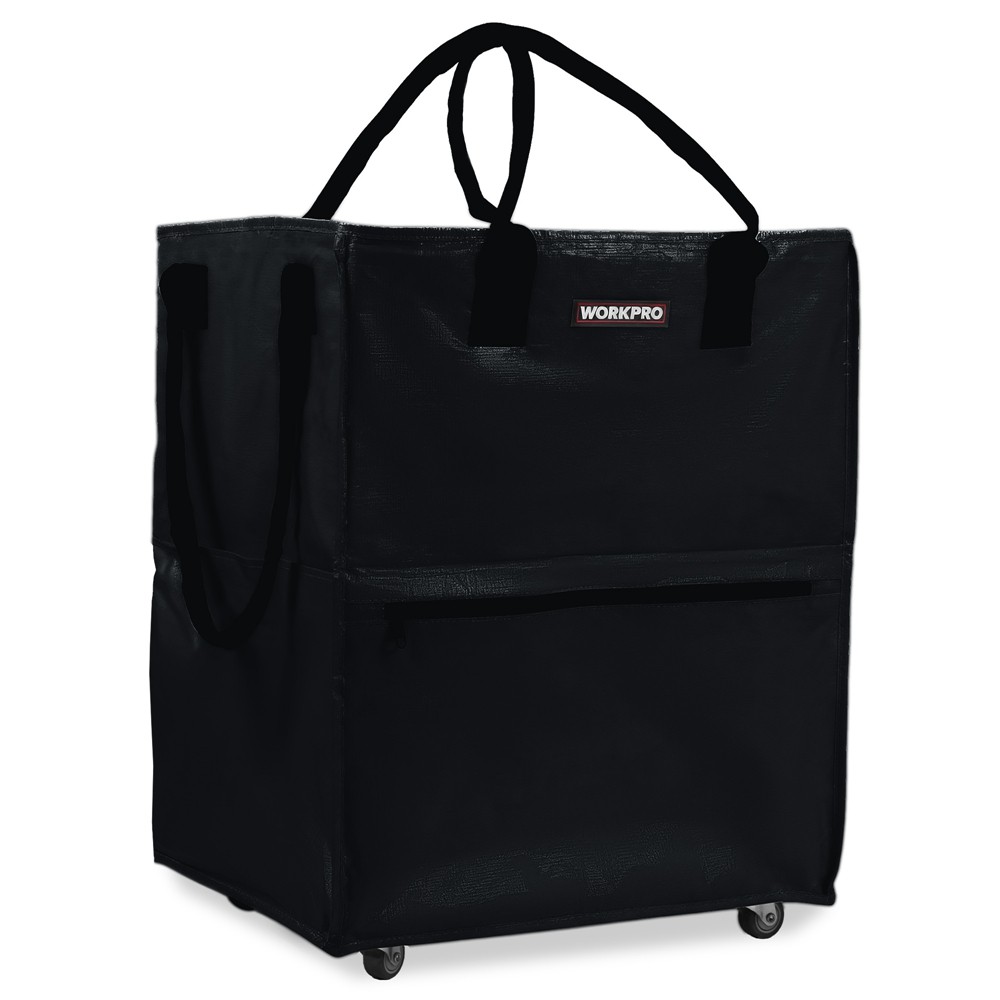 WORKPRO 36-Gallon Large Rolling Grocery Bag Tote 5 Wheels Dual Carry Storage Bag