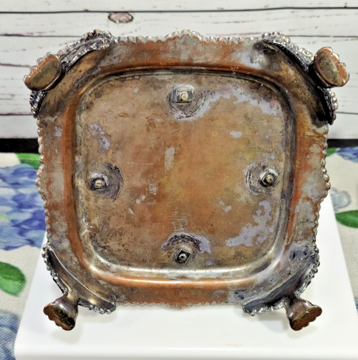 Antique Victorian Era Sliver Plated Four Cut Crystal Bottles Cruet Set