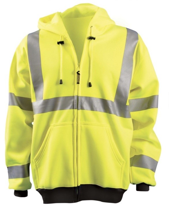 Occunomix Hi-Vis Yellow 9oz Class 3 Full Zip Hoodie Sweatshirt Work Wear