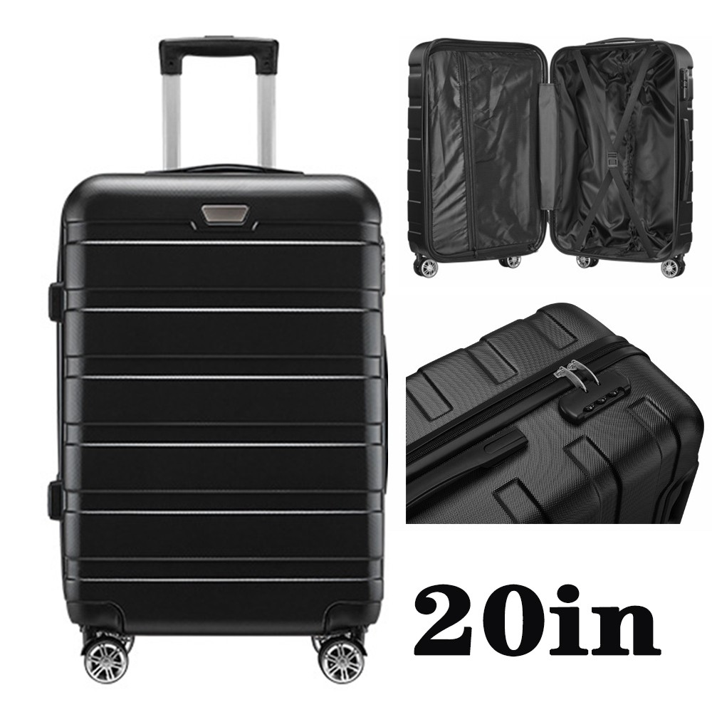 Hardside Carry On Spinner Suitcase Luggage Expandable with Wheels 20" Black