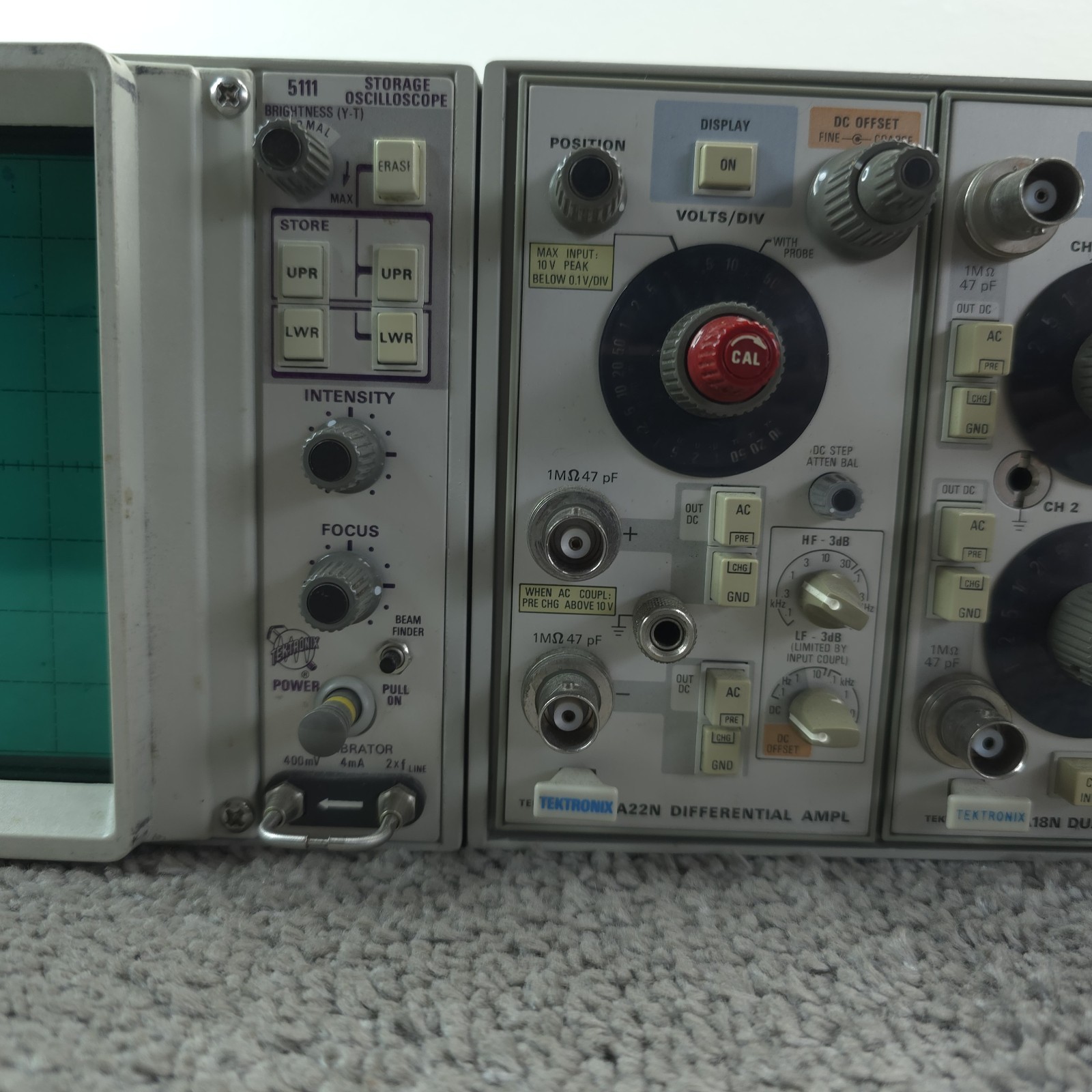 Tektronix 5111 Dual Beam Analog Storage Oscilloscope Biomedical 5A22N Diff AMPL