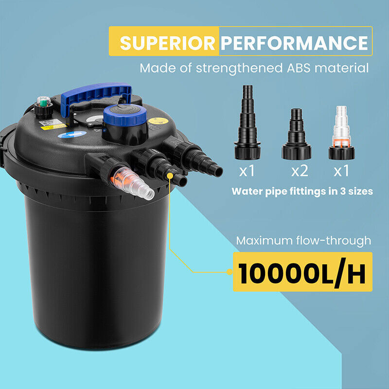 Pond Pressure Bio Filter with 13W UV Light for Koi Ponds 1000/1600/2100/2600 Gal