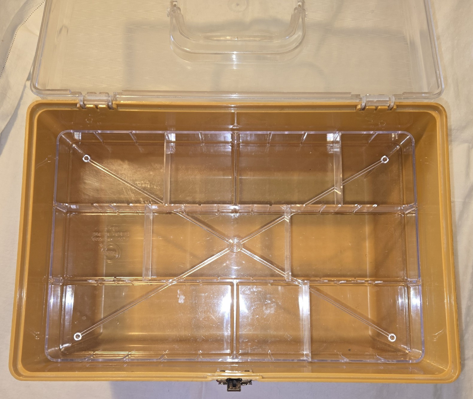 Wilson Wil-Hold Mustard Yellow Sewing Organizer, retro look, with Sewing Notions