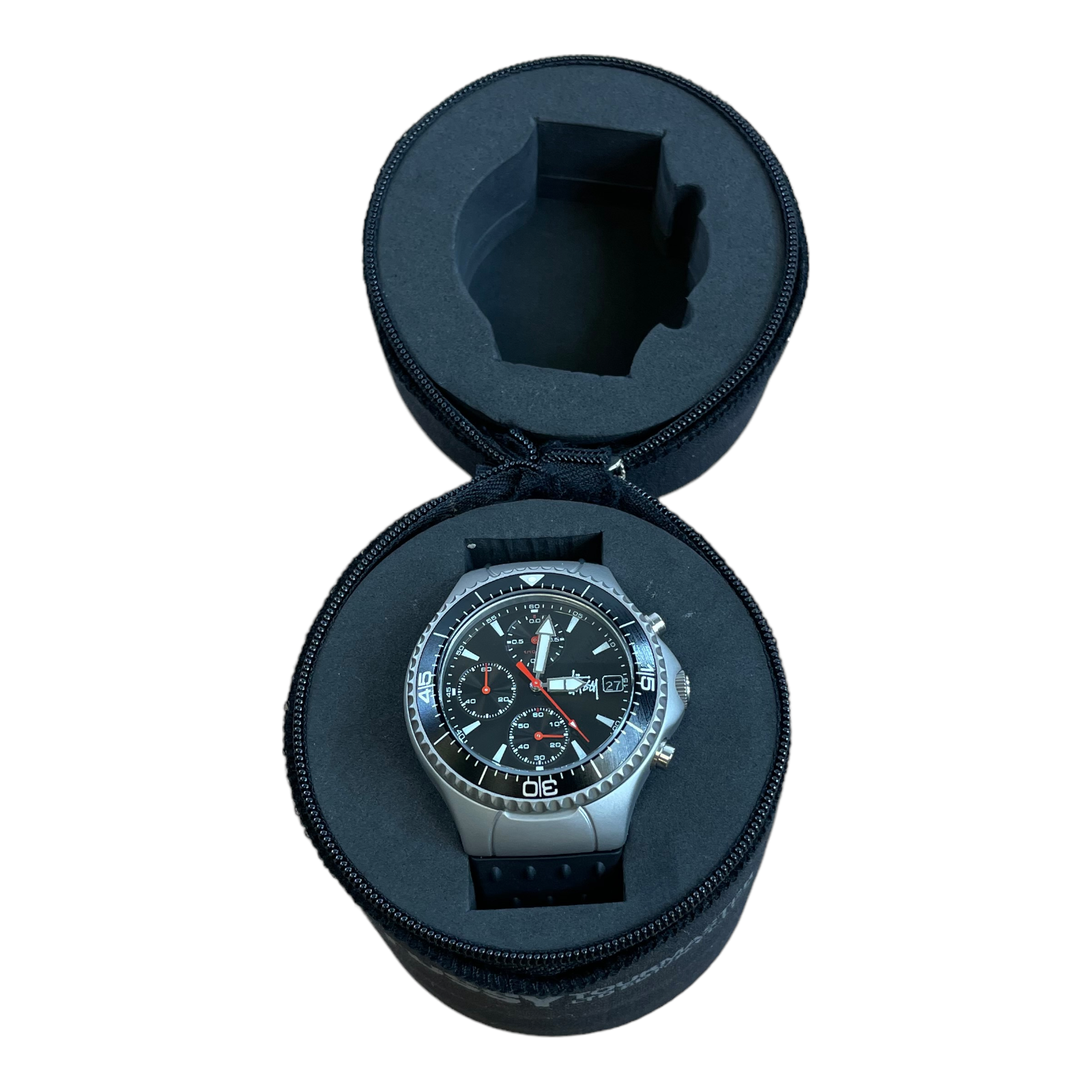 STUSSY TOURMASTER Silver Wrist Watch Rubber Black Band