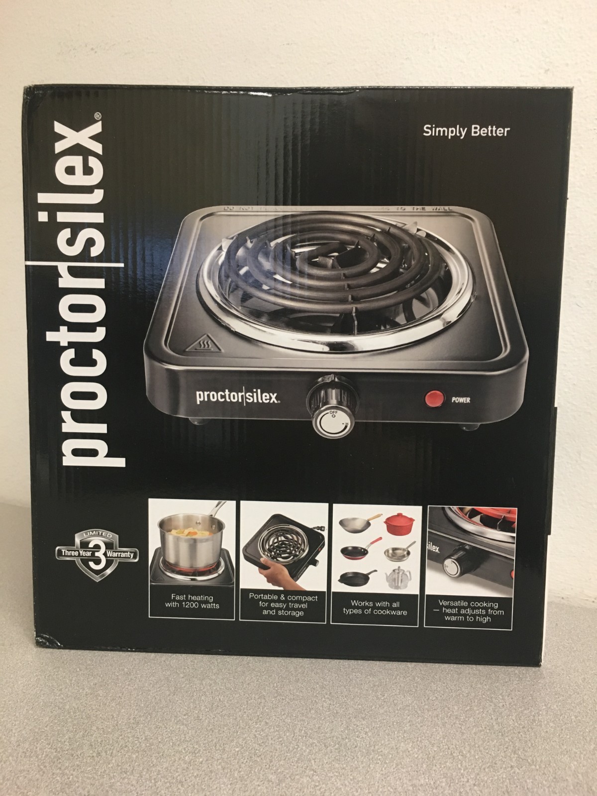 Proctor Silex 34105 1 Burner Stainless Steel Table Top Burner