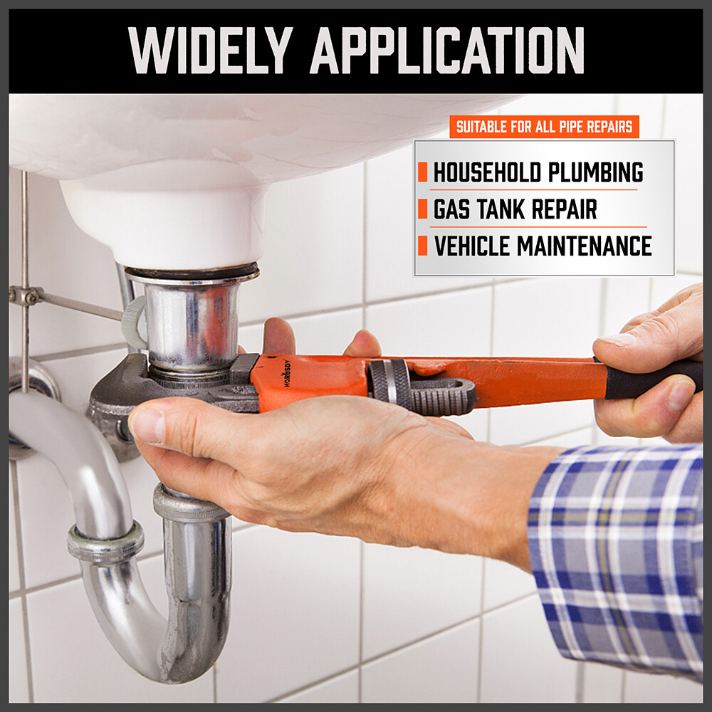 4pc Heavy Duty Pipe Wrench Set Monkey Heat Treated Adjustable 8" 10" 12" 14" NEW