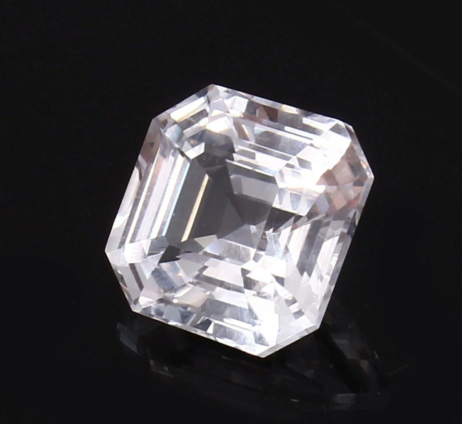 125 Ct AAA Natural White Sapphire Loose Asscher Cut Certified Flawless Gemstone