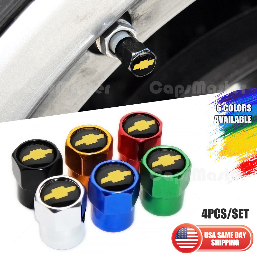 Hex Chevy Logo Badge Car SUV Wheels Tire Air Valve Caps Stem Dust Cover Sport
