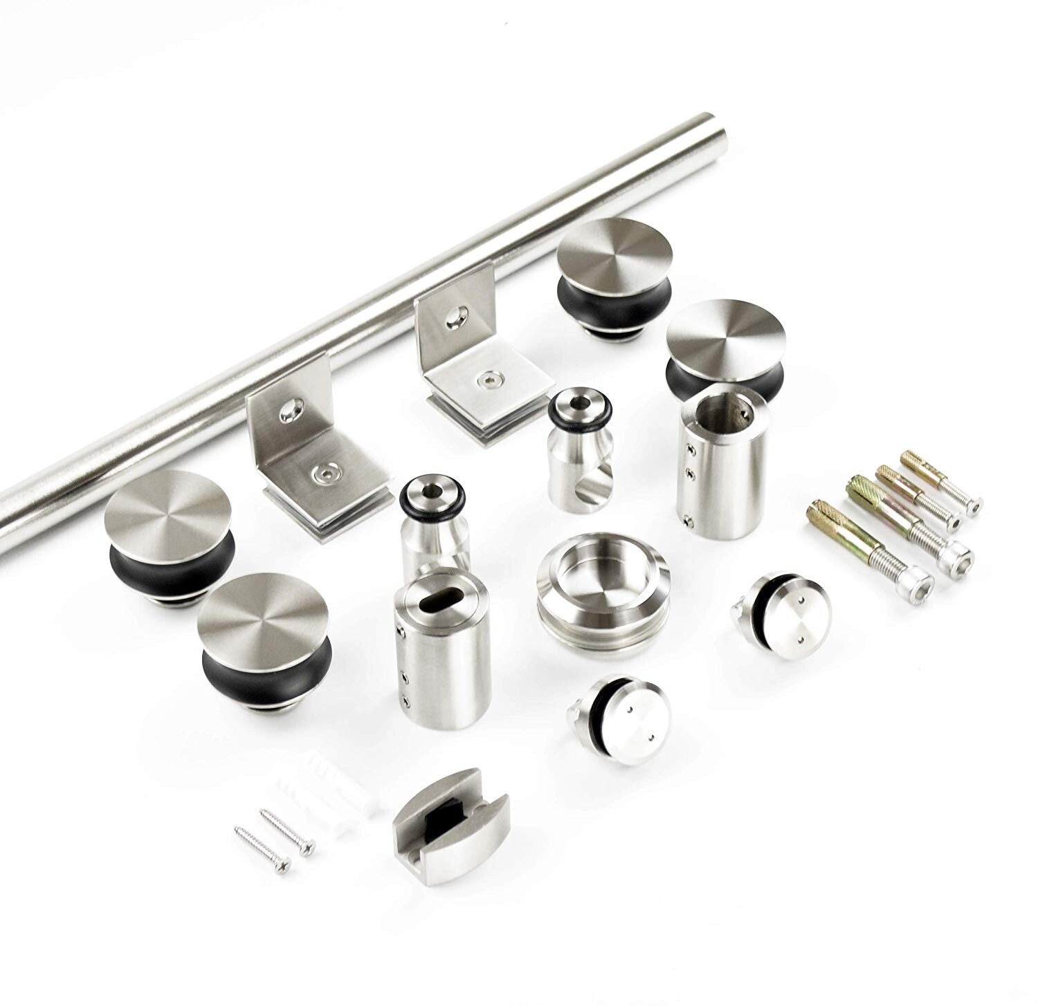 DIYHD Frameless sliding glass shower door track barn shower door hardware kit