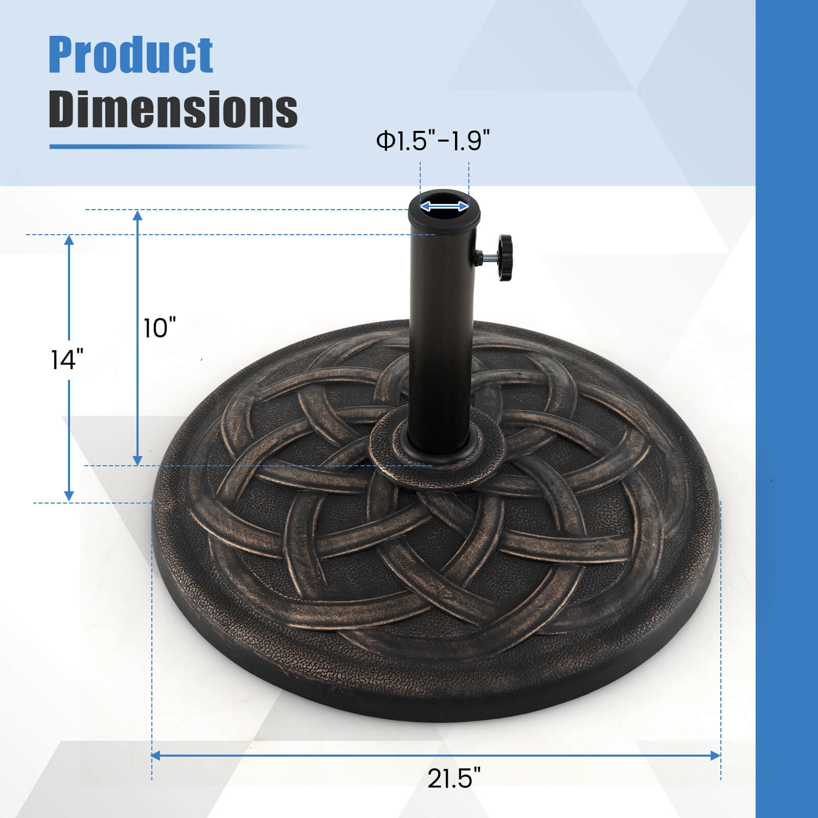 22" Round Umbrella Base Stand Market Patio Standing Outdoor Living Heavy Duty