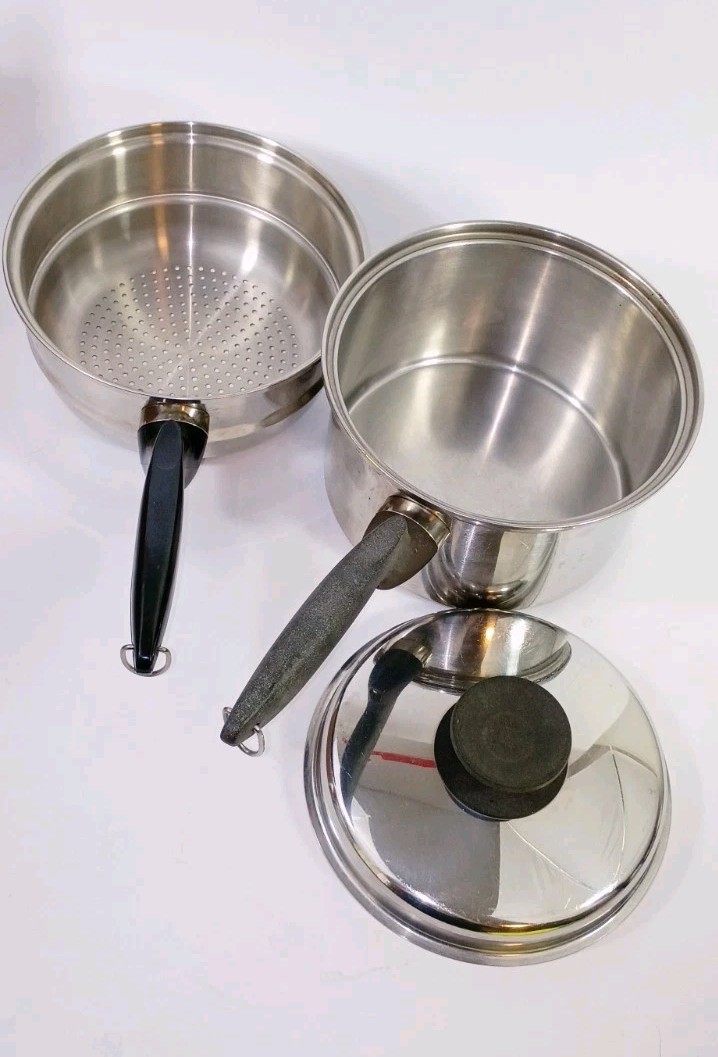 Vintage Permanent 5PLY MULTI CORE STAINLESS STEEL USA Saucepan & Steamer Basket