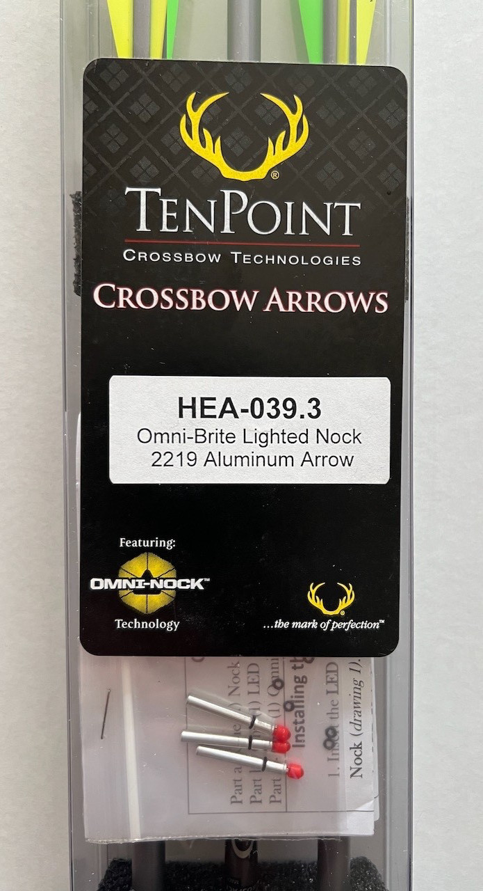TENPOINT 20 inch AluminumCrossbowArrows XX75Magnum w/ OMNI-BRITE LIGHTED NOCKS