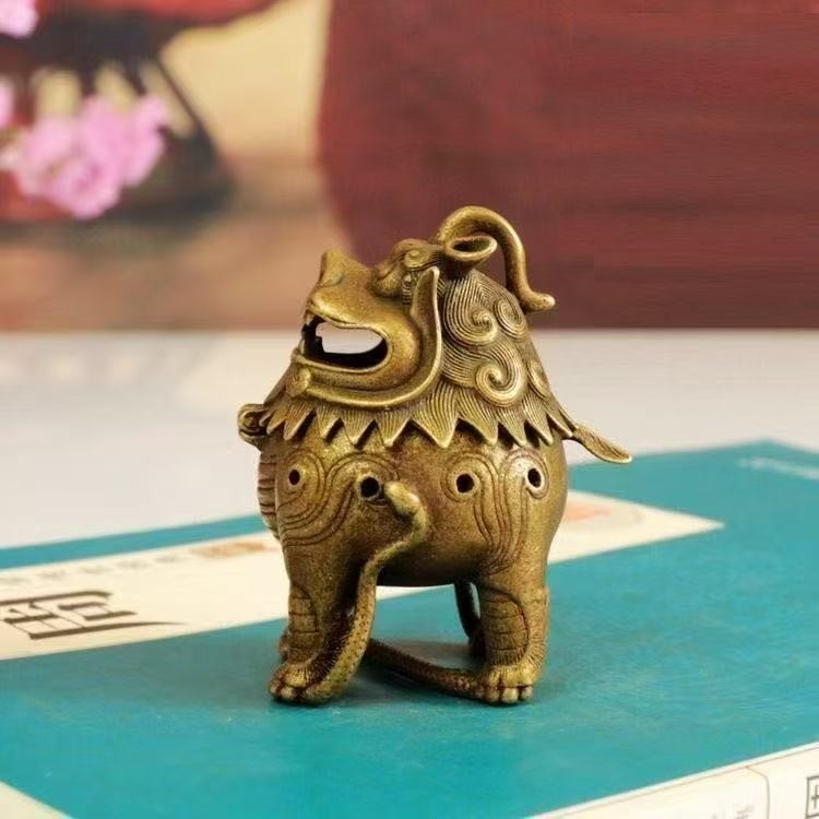 New Vintage Brass Pixiu Incense Burner Chinese Mythical Beast Statue Home Decor