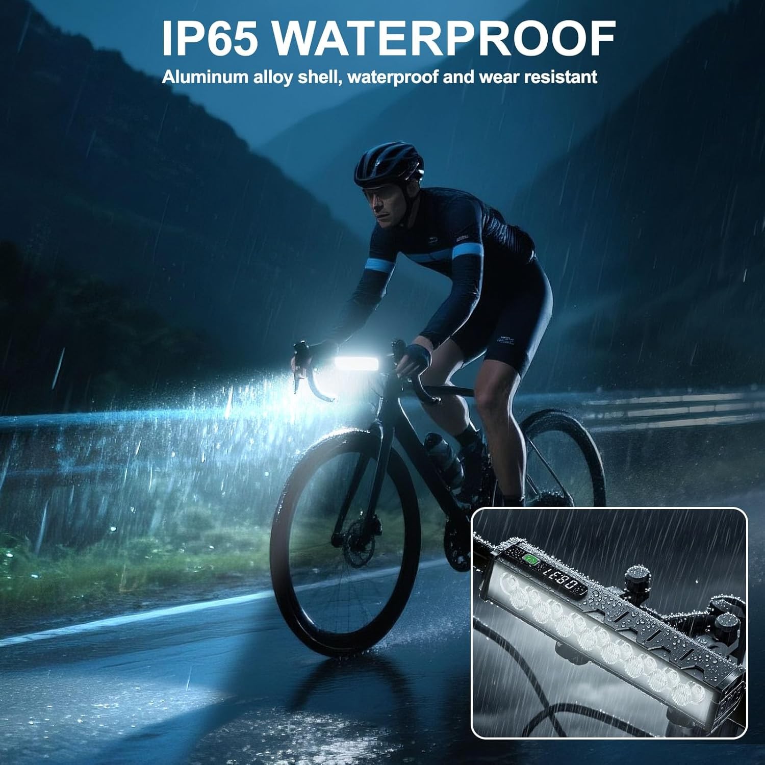 Powerful 4800LM LED Bike Light Bar 10000mAh Rechargeable Bicycle Front Headlight