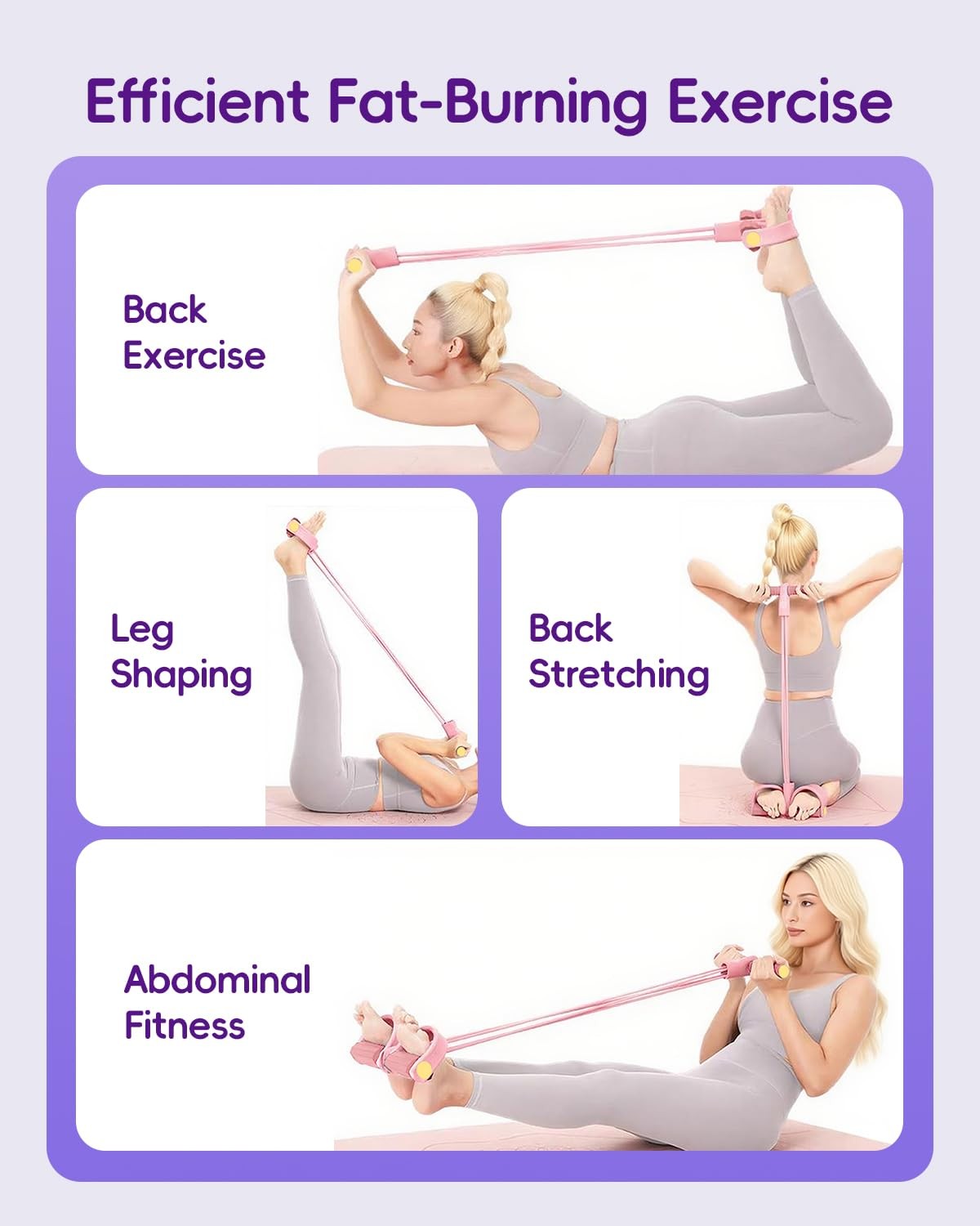 Pedal Resistance Band with Handle,6-Tubes Elastic Pull Rope Fitness Foot Peda...