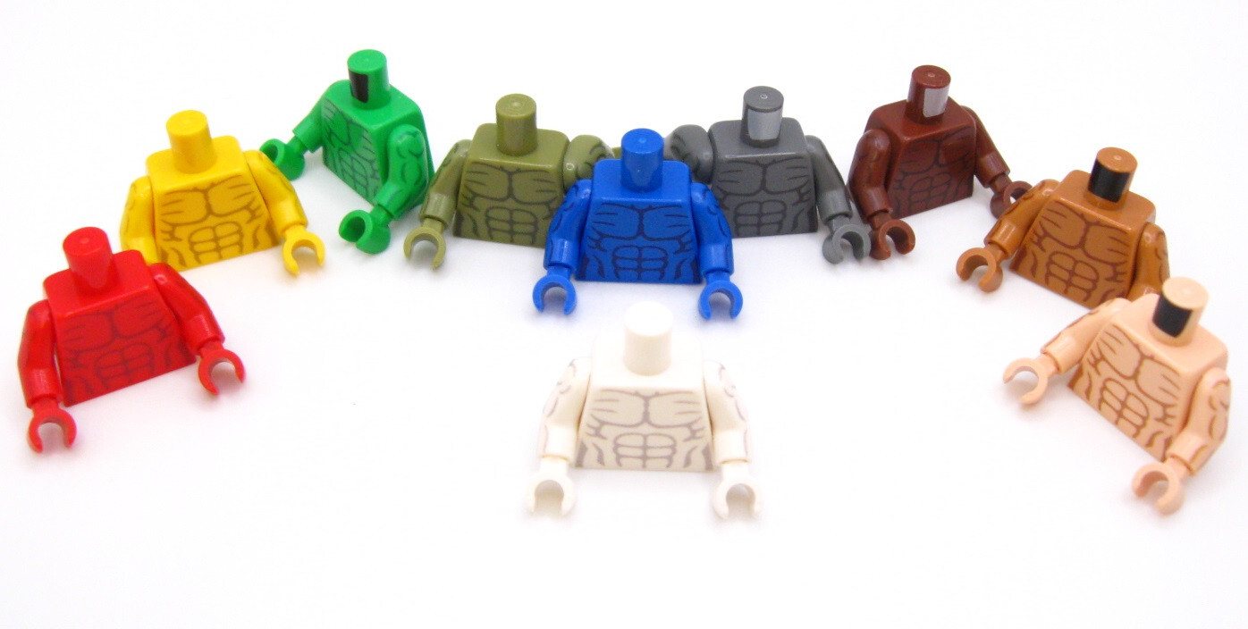 Custom printed TORSO ASSEMBLY for Minifigures using Real LEGO® bricks