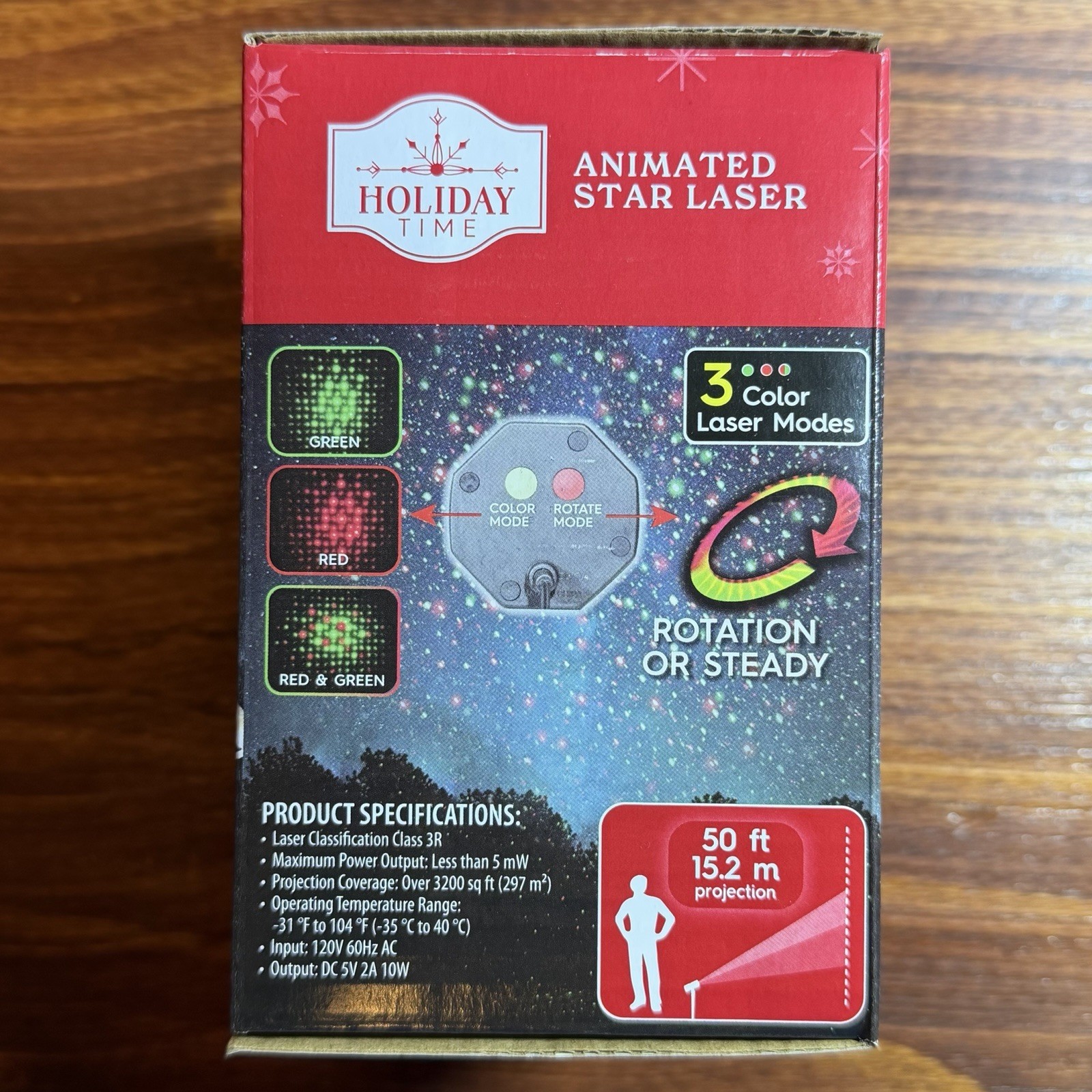 Holiday Time Animated Star Laser Indoor Outdoor 3 Red/Green Christmas Modes NEW