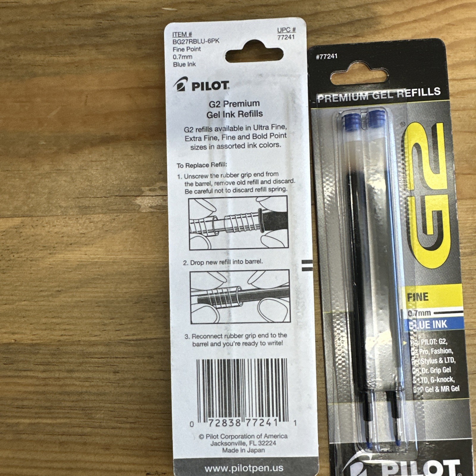 5- Pack PILOT G2 Premium Gel Refills - Blue Fine 0.7mm