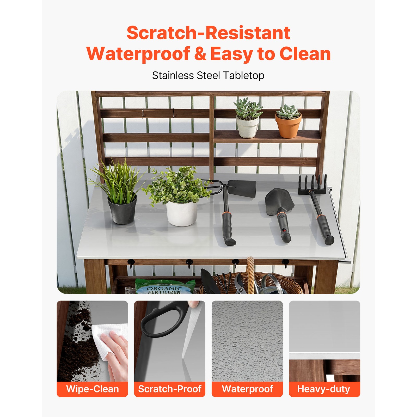 Uimoso Outdoor Gardening Workstation with Stainless Steel Tabletop