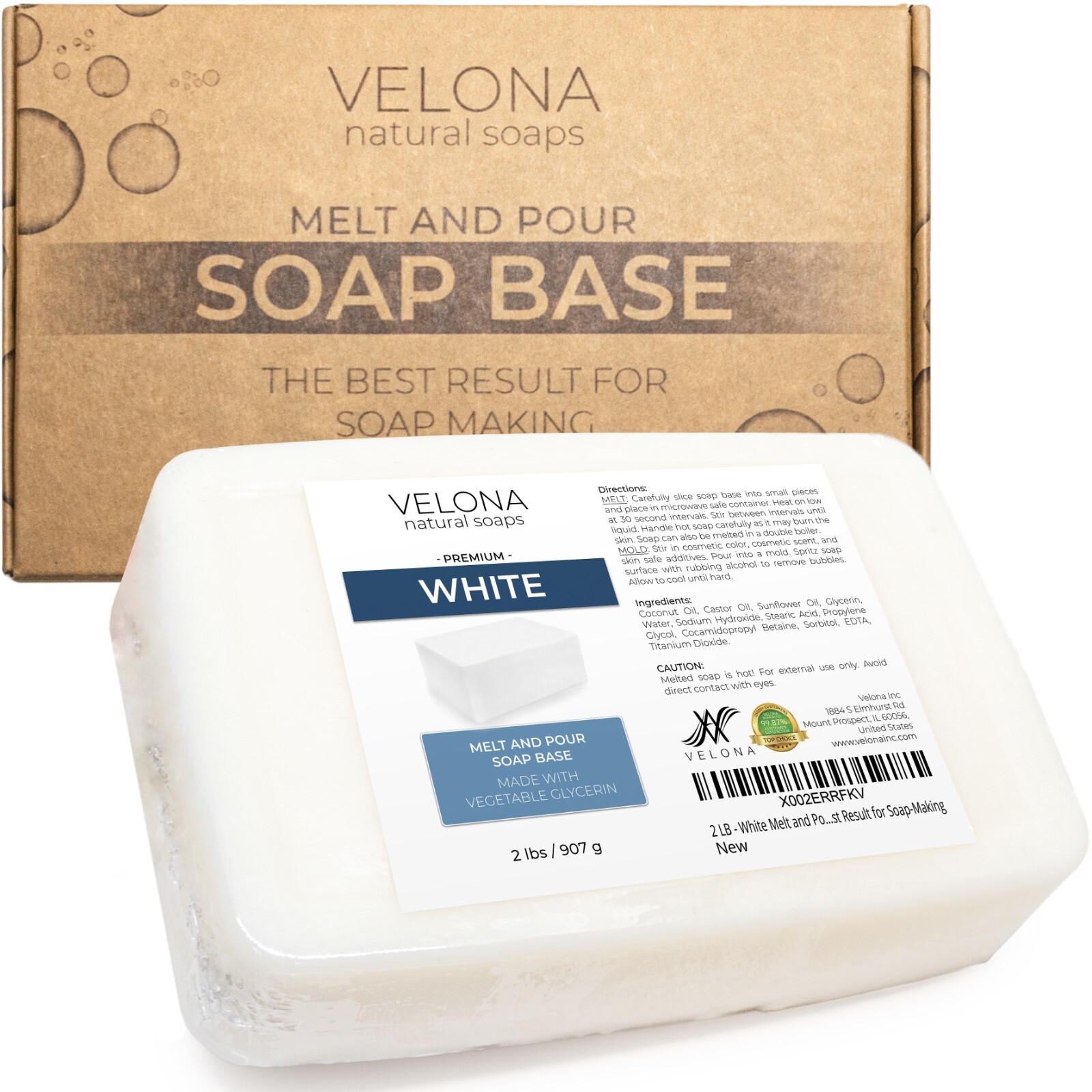 2, 5, 10, 25 LB - White Melt and Pour Soap Base by Velona | SLS/SLES Free