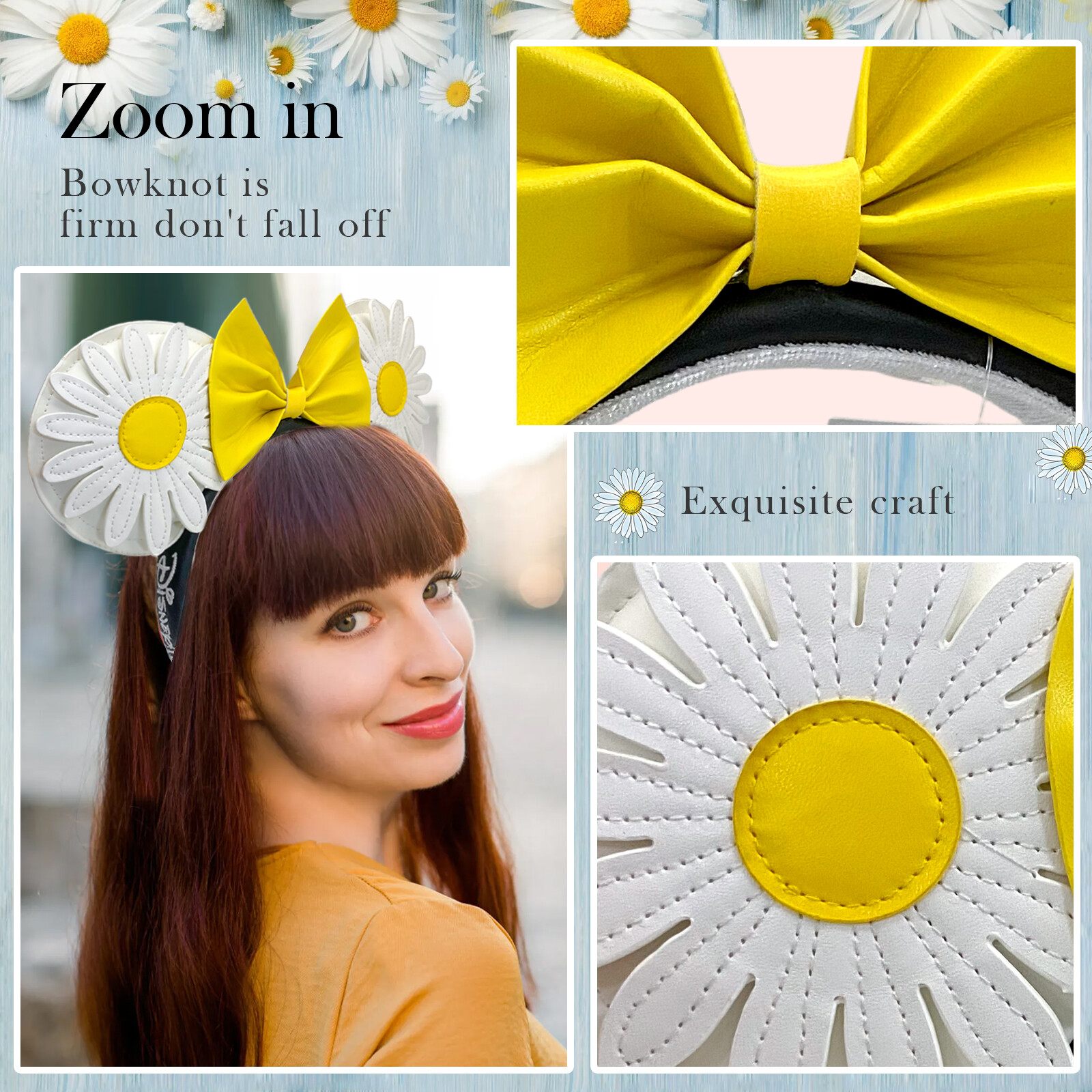 Yellow DisneyParks Daisy Headband Minnie Ears White Chrysanthemum Loungefly