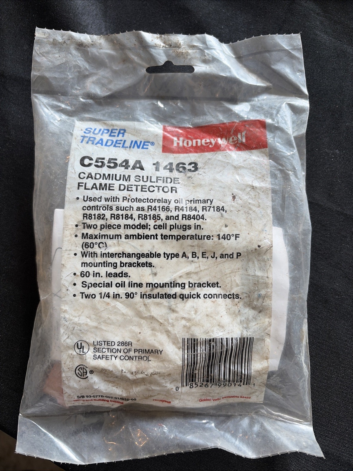 Free Shipping-Honeywell Cadmium Sulfide Flame Detector C554A1463