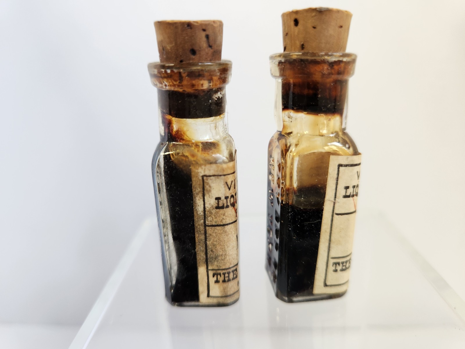 Antique The FRY ART CO New York Embossed Bottles With Labels Liquid Lustres