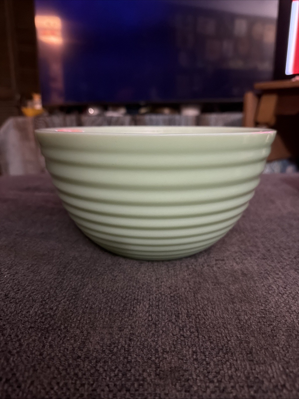 VINTAGE JADEITE HONEYCOMB MIXING BOWL 9”, Fire King Bowl, Butter Dish, Jade S&P