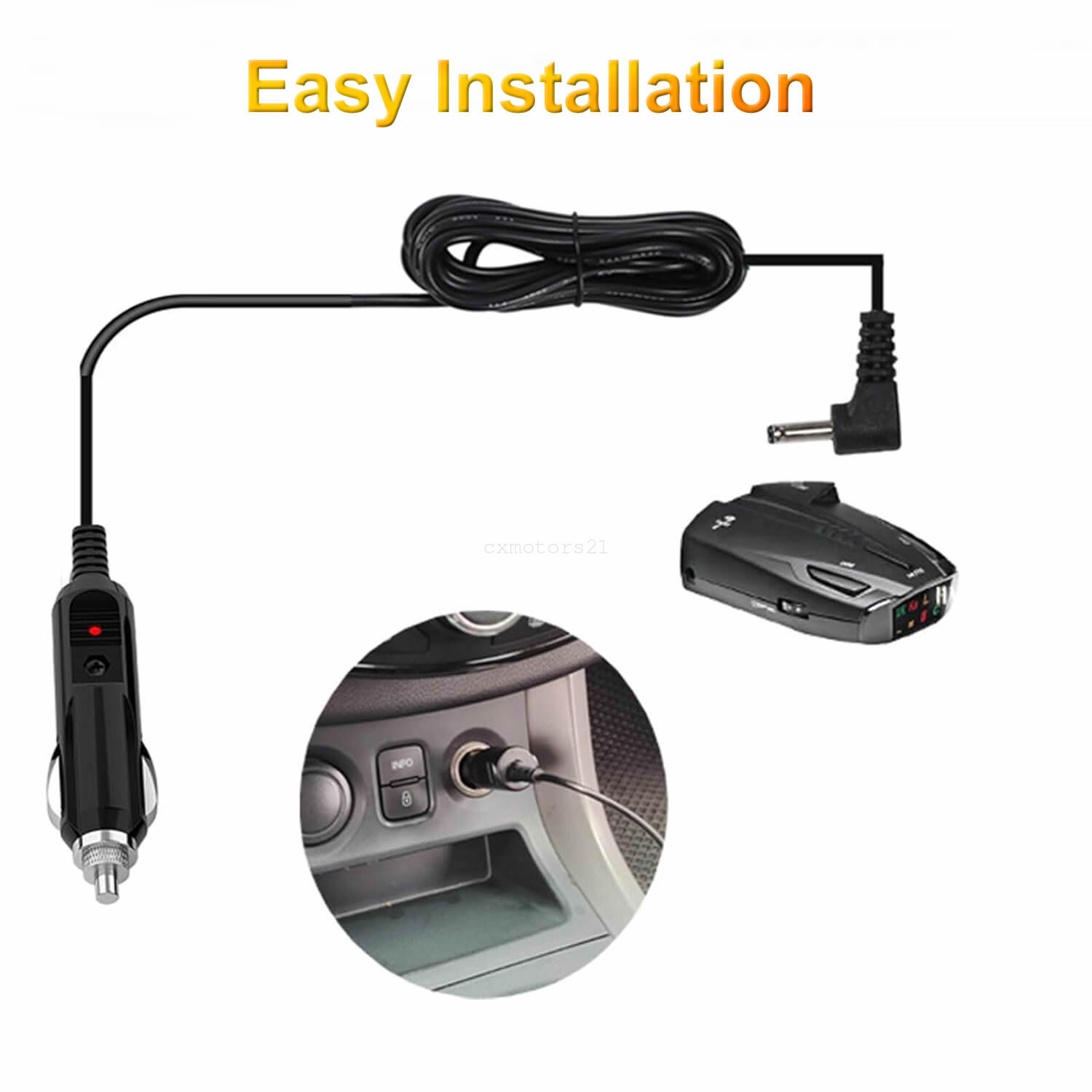 6.5' Radar Laser Detector Power Cord DC Car Charger for Cobra RAD 350 450 480i