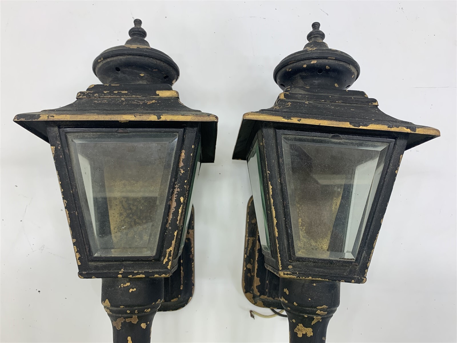 QTY 3 Black Painted Brass Vintage Carriage Lamps Lights Sconce Electric Gothic