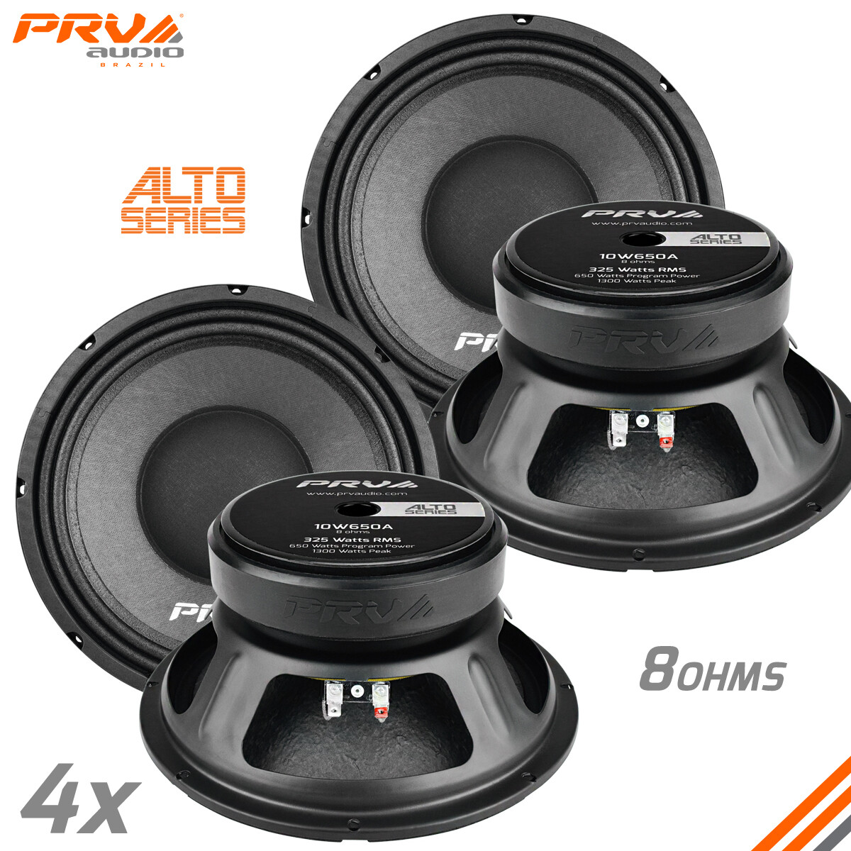 4x PRV Audio 10W650A Midbass ALTO PRO Audio 10" Speakers 8 Ohm 650 Watts Woofer