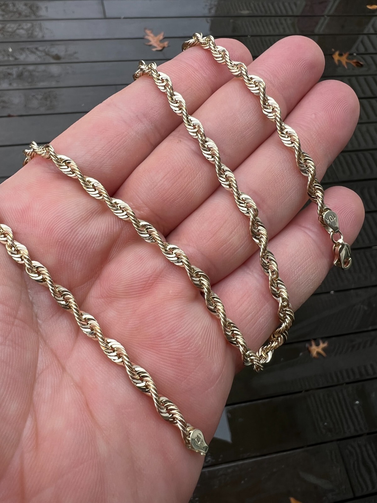Men's Women's Real 10k Yellow Gold Hollow Rope Chain Necklace 1.5mm-4.5mm 16-30"