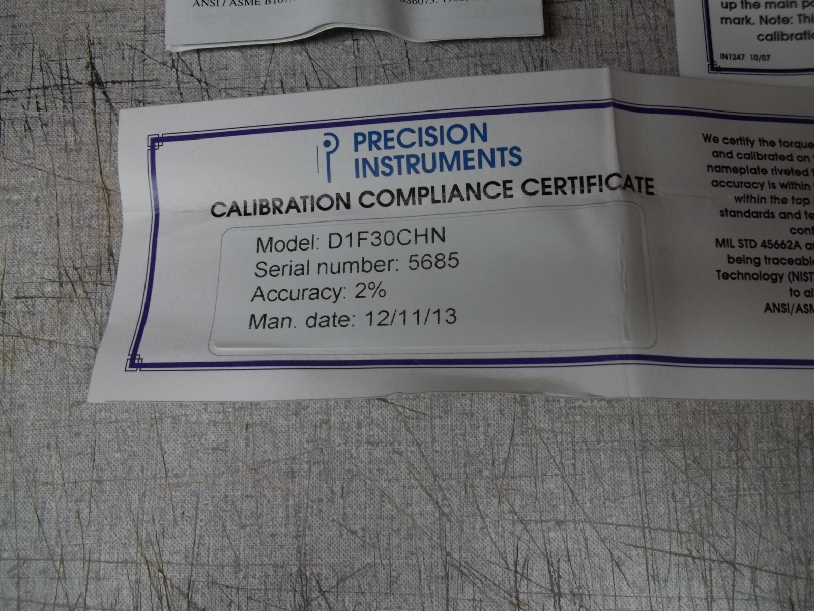 Precision Instruments D1F30CHN 1/4" Drive Dial Type Torque Wrench, 6 - 30 in/lbs