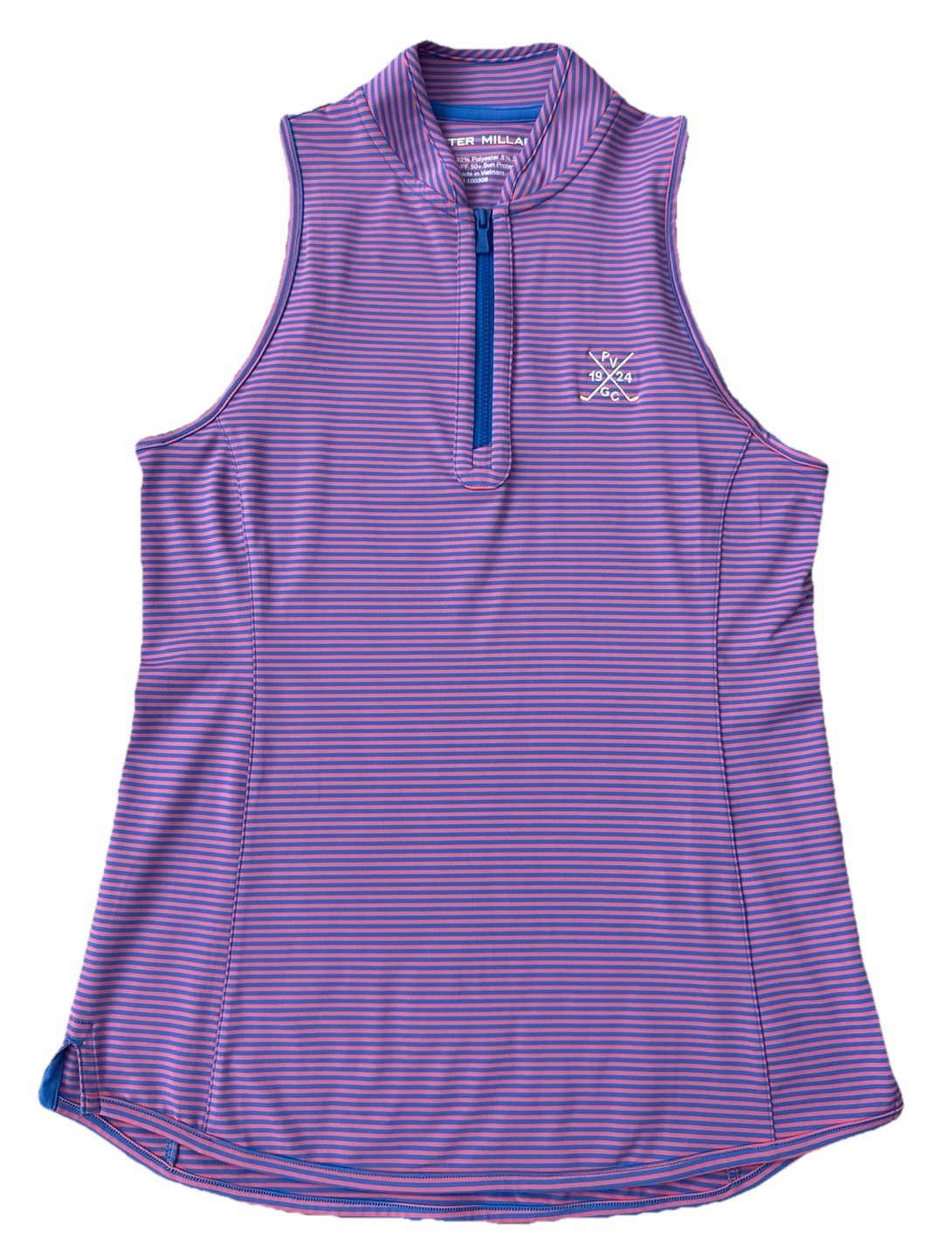 NEW Peter Millar Women's Vista Stripe Shirley Sleeveless Golf Polo Pink Blue XS