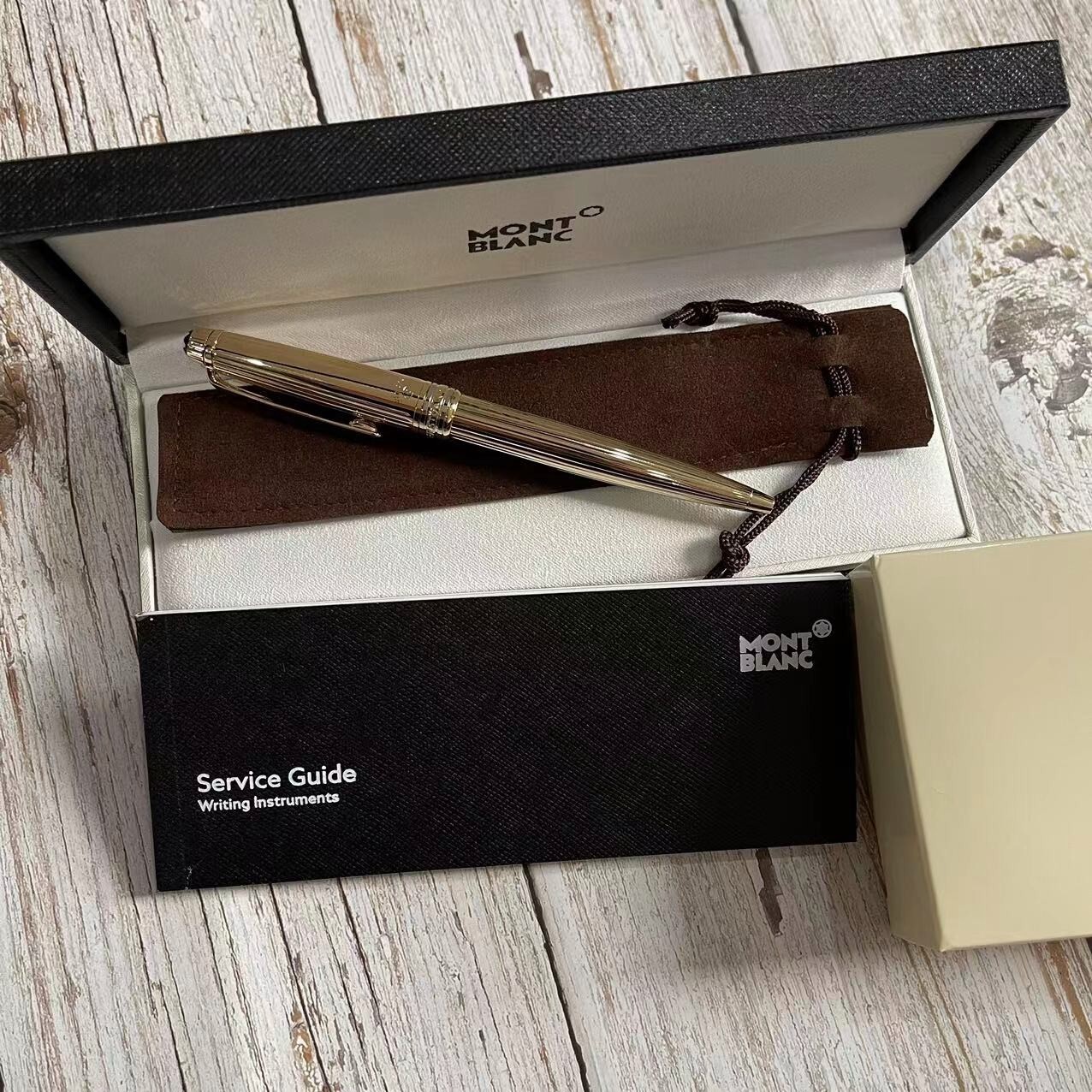 New Authentic Montblanc 2866 Meisterstuck Ballpoint Gold Star Pen 164P