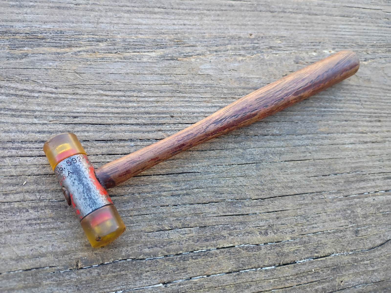 Vintage Stanley No. 592 Small Soft Face Hammer Mallet USA Wood Handle 8 inches