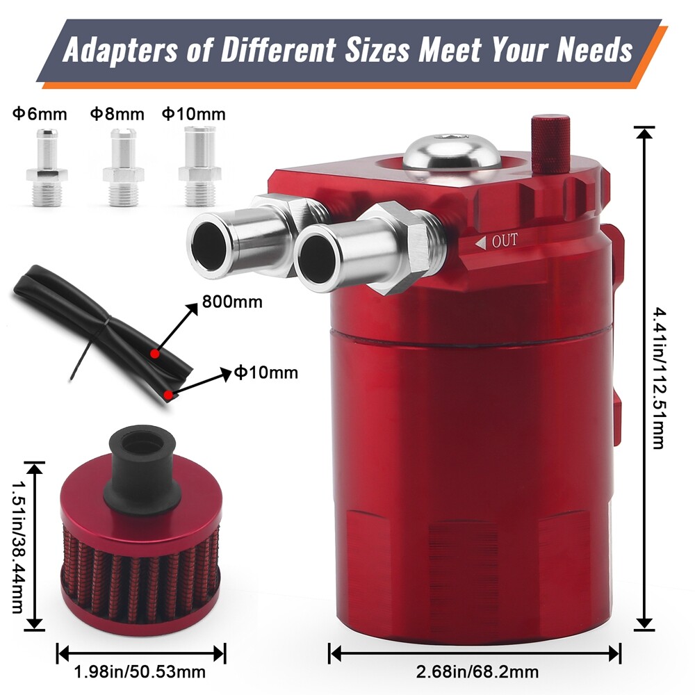 Oil Catch Can Kit Reservoir Baffled Tank with Breather Filter Universal Aluminum