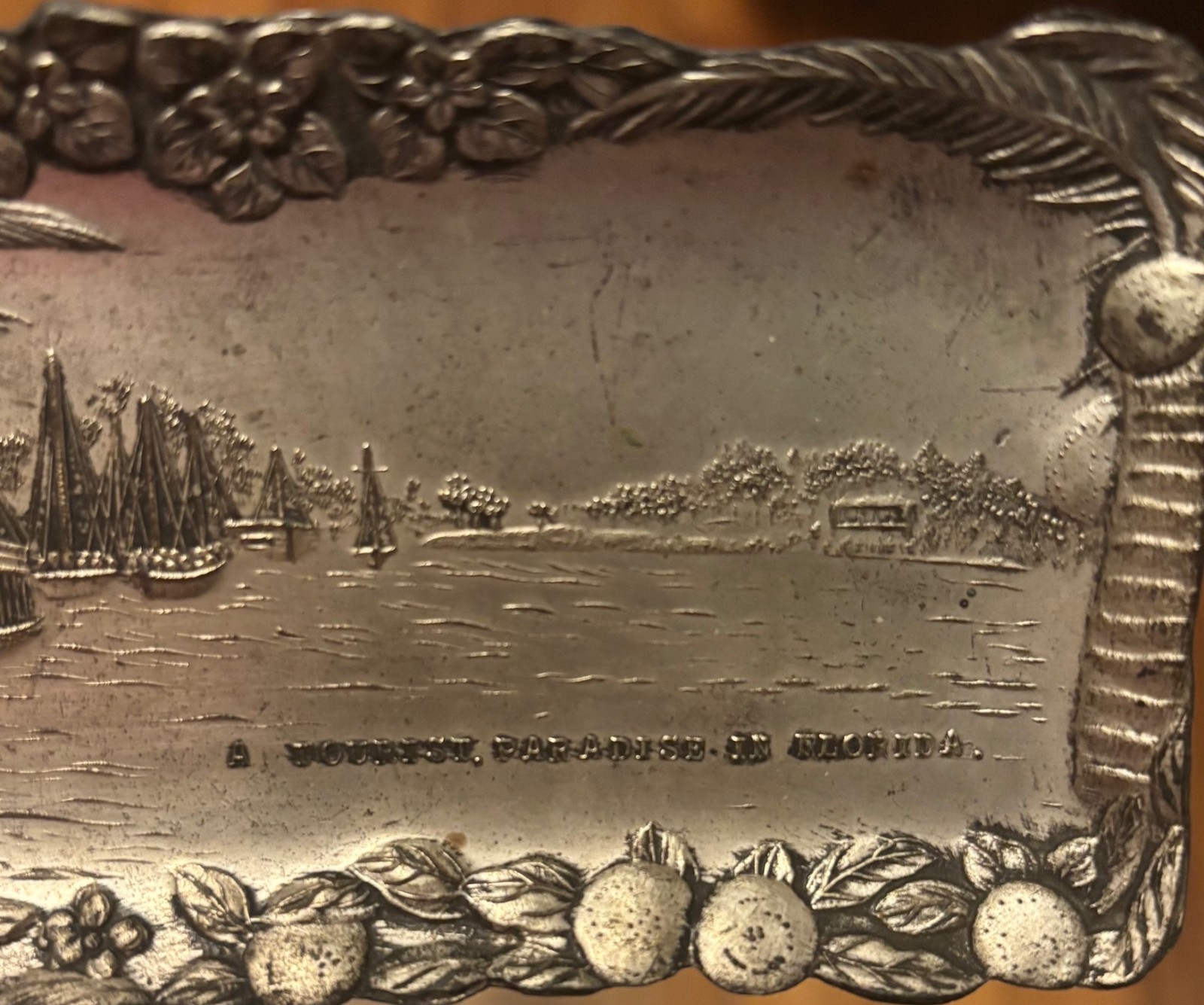 Vintage Florida "A Paradise for Tourists" Souvenir Metal Tray