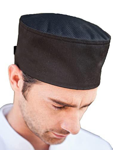 2 Pcs Unisex Vent Chef Hats Adjustable Kitchen Cooking Caps with Black