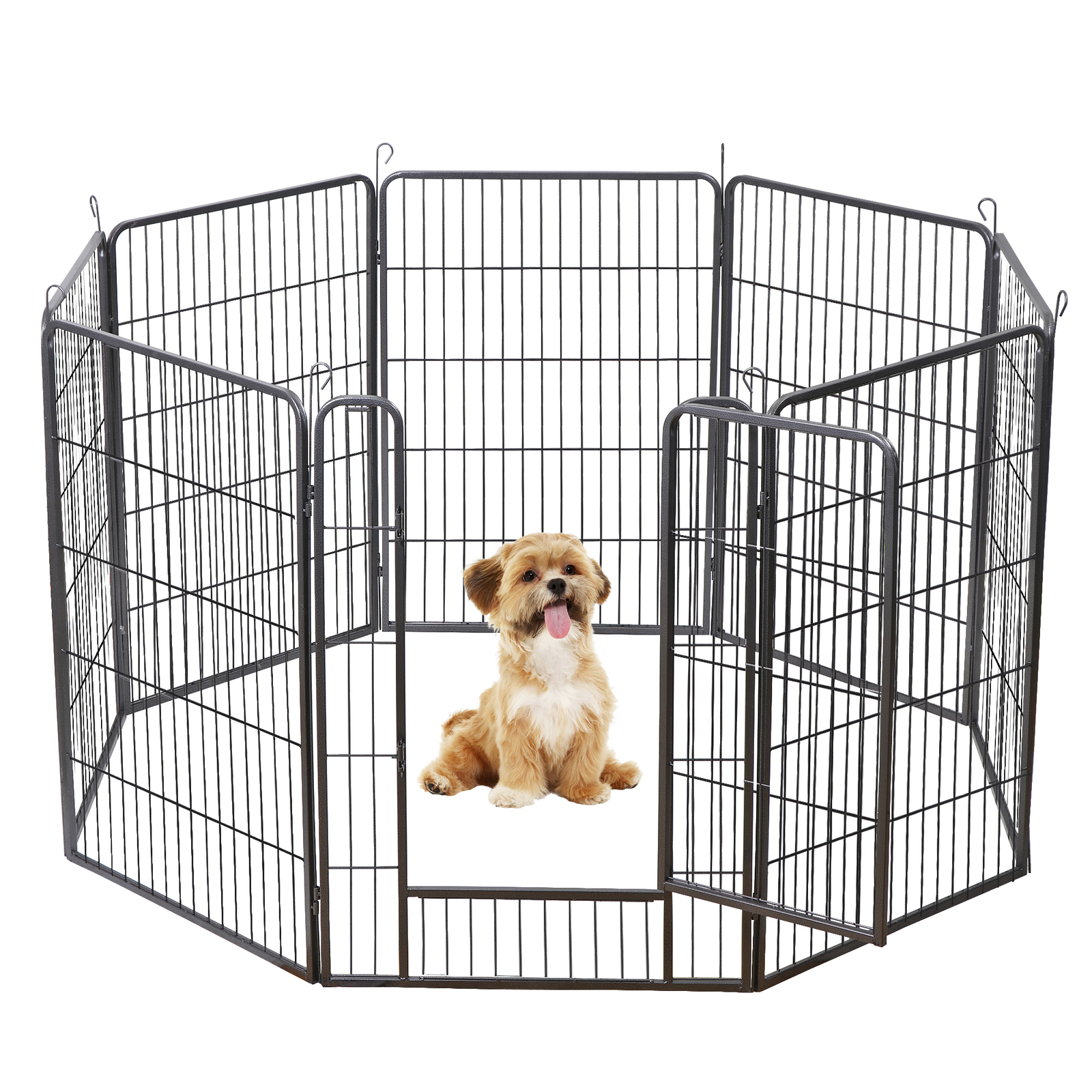 40" 8 Panel Heavy Duty Metal Pet Dog Playpen Kennel Exercise Fence Cage Black