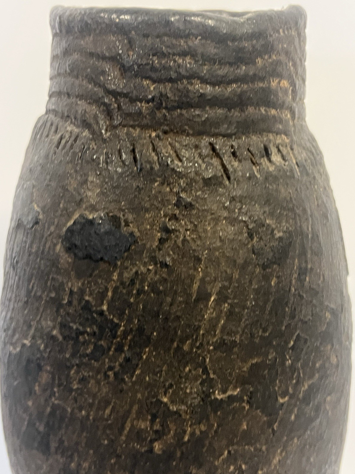 Antique Native American Indian Hand Made Clay Pottery Jug; with Stand