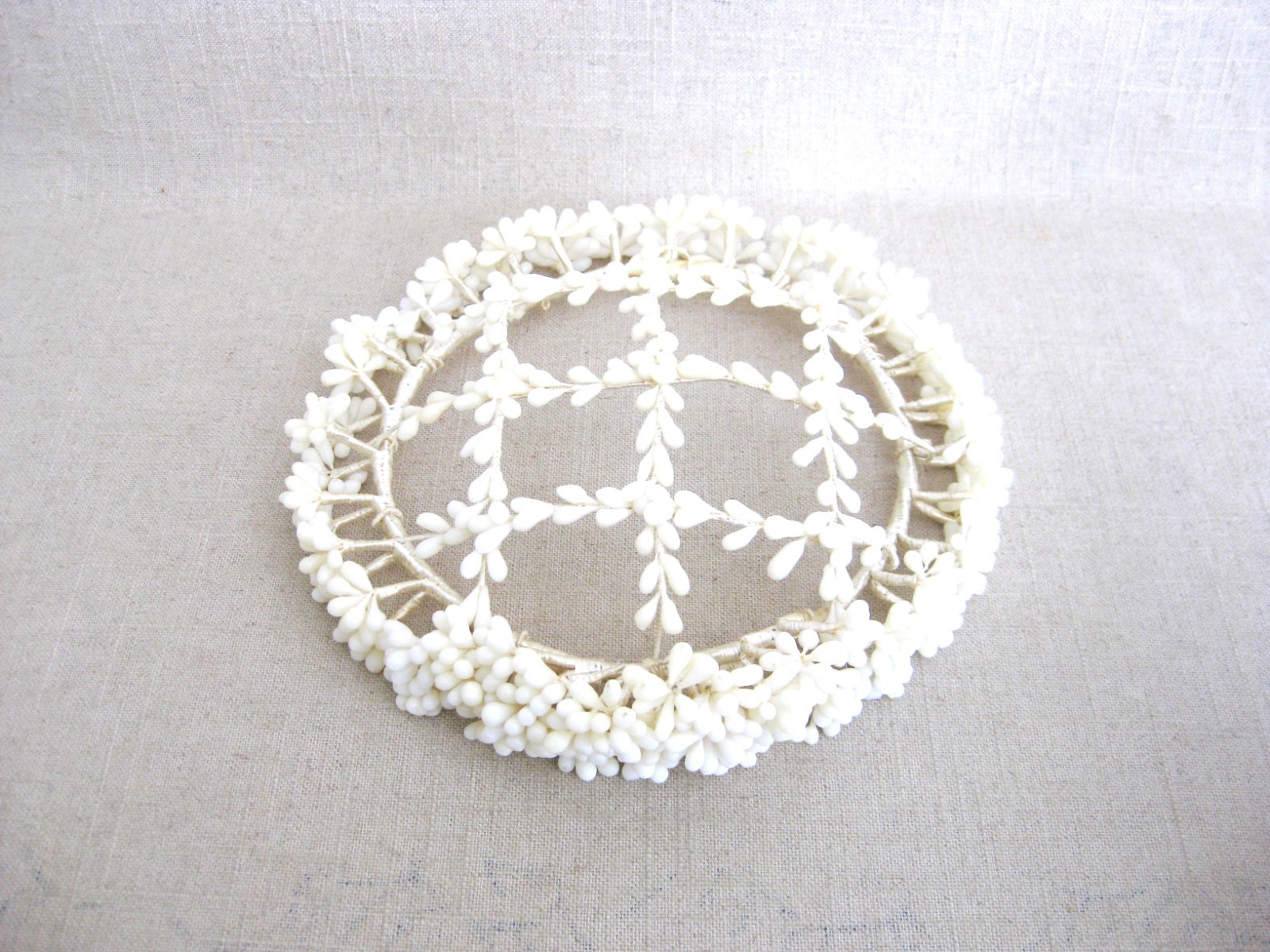 Vintage Wax Flower Wedding Crown Veil Head Piece
