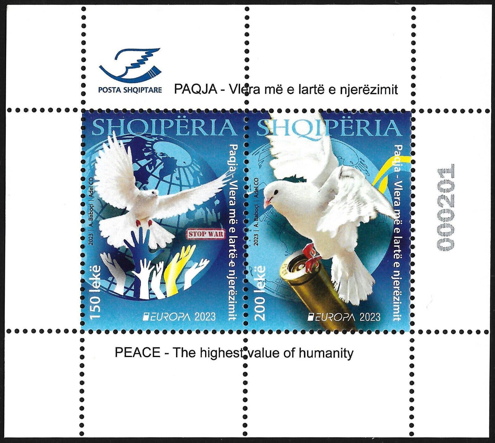 ALBANIA 2023 EUROPE - " PEACE " Kat: GIMJANI Set 3892 - MNH